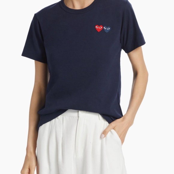 Comme des Garcons PLAY Double Heart T-Shirt - Picture 2 of 5